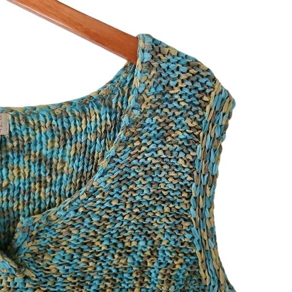 Sigrid Olsen Sweater Green Blue Loose Knit Sleeveless Plus size 1X‎ Sport - Picture 8 of 12